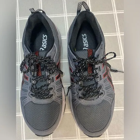ASICS Gel Venture 7 Men’s Extra Wide 8-1/2 Dk Grey Black Red Sneakers Shoes