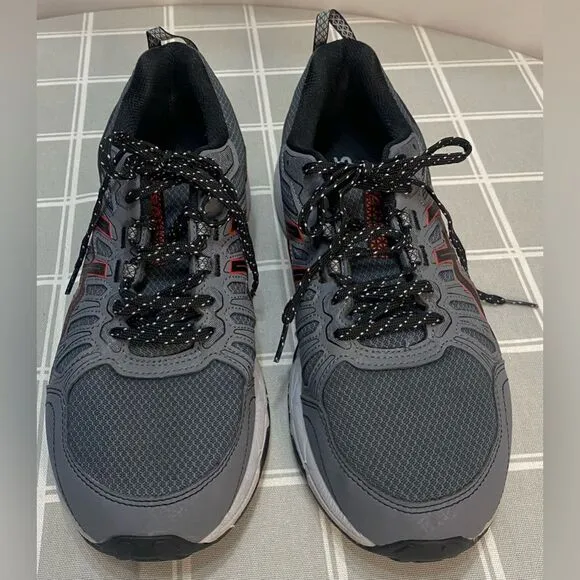 ASICS Gel Venture 7 Men’s Extra Wide 8-1/2 Dk Grey Black Red Sneakers Shoes