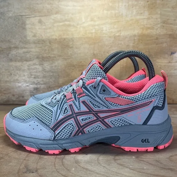 Asics Gel Venture 8 Womens Size 6 Trail Running Shoes Sneakers Gray Pink