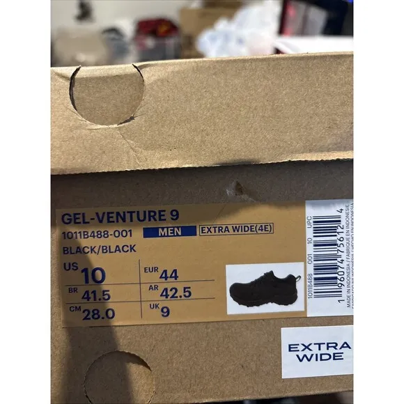ASICS Gel Venture 9 Trail Running Shoes Sneakers Mens Size 10 Extra Wide Black