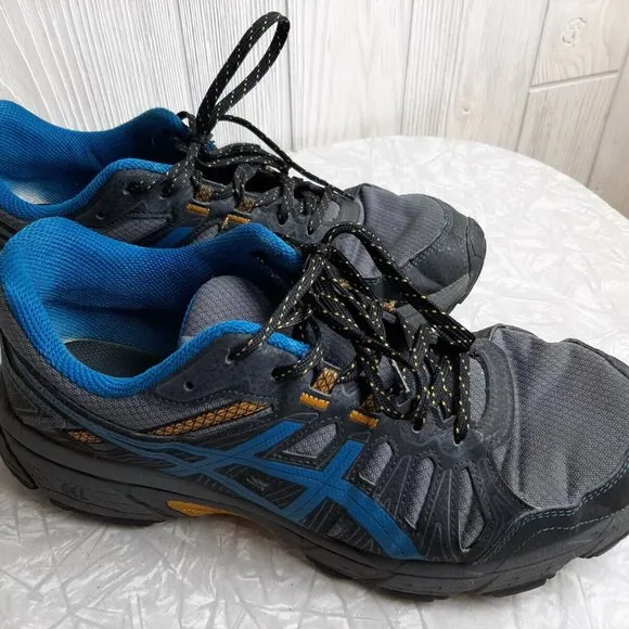 Asics Mens Gel Venture 7 1011A560 Gray Blue Running Shoes Lace Up Size 10