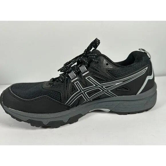 ASICS Men's Gel-Venture 8 Men's Black &amp; White Lace Up Trail Running Shoes Size 7