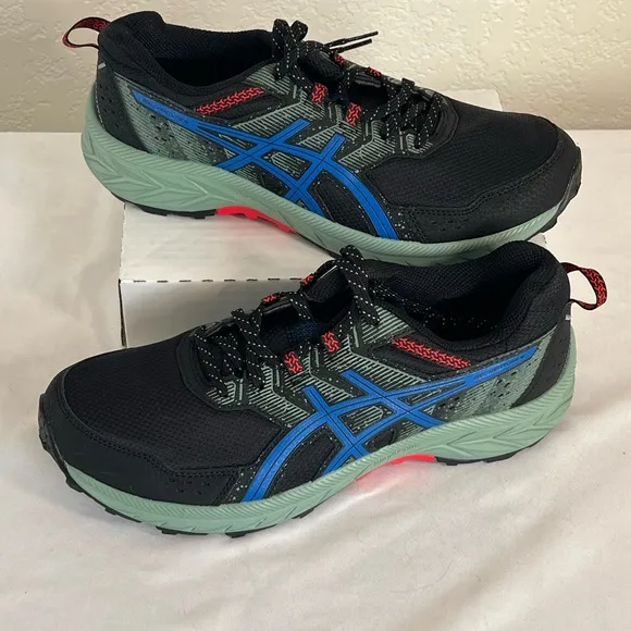Asics Mens Gel Venture 9 1011B486 Running Shoes Sz 9 SAMPLE Black Blue Red Green