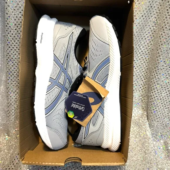 ASICS | Men's Gray &amp; Blue Ortholite Gel Contend 8 Running Shoes | 8 | NWT