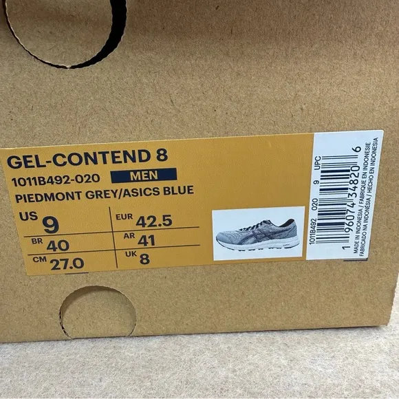 ASICS Men's Running Shoes Gel-Contend 8 Gray Ortholite Size 9
