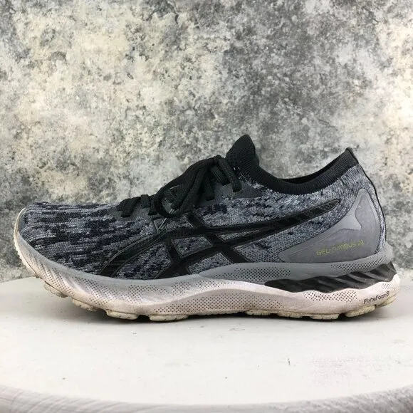 Asics Men's Size 11 Gel-Nimbus 23 Knit Sheet Rock Grey Black Lace-Up Sneakers