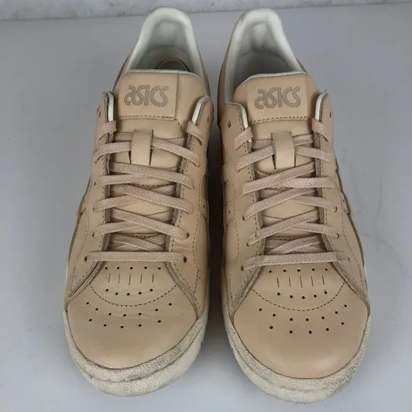 Asics Men's Size 9 Gel PTG Beige Leather Lace-Up Low Top Sneakers Shoes