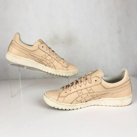 Asics Men's Size 9 Gel PTG Beige Leather Lace-Up Low Top Sneakers Shoes