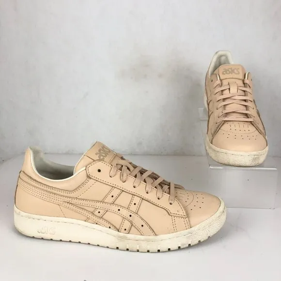 Asics Men's Size 9 Gel PTG Beige Leather Lace-Up Low Top Sneakers Shoes