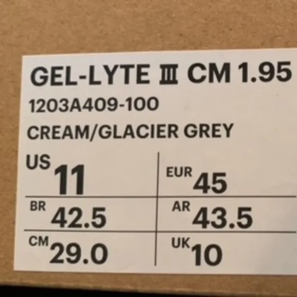 Asics NWT Gel=Lyte III CM 1.95, Size 11 Men's Running Shoes, New In Box