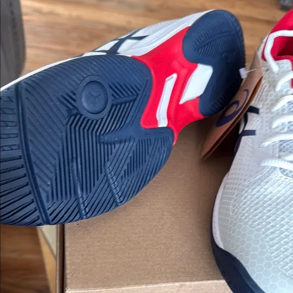 Asics White and Red Athletic Shoes with Breathable Mesh