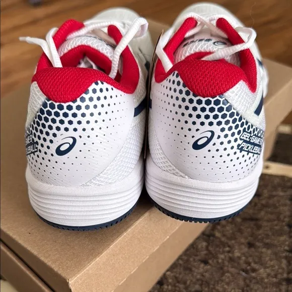 Asics White and Red Athletic Shoes with Breathable Mesh