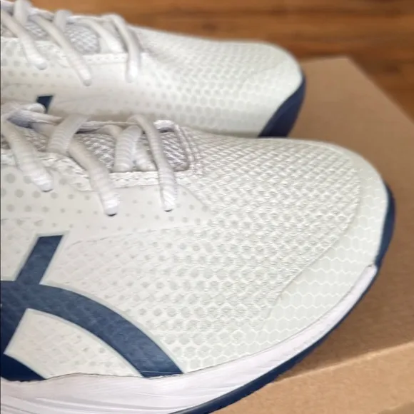 Asics White and Red Athletic Shoes with Breathable Mesh