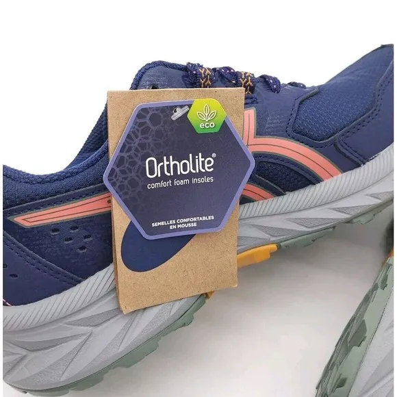 Asics (Womens 7 Wide) Gel-Venture 9 Lace Up Running Shoes Indigo Blue/Papaya New
