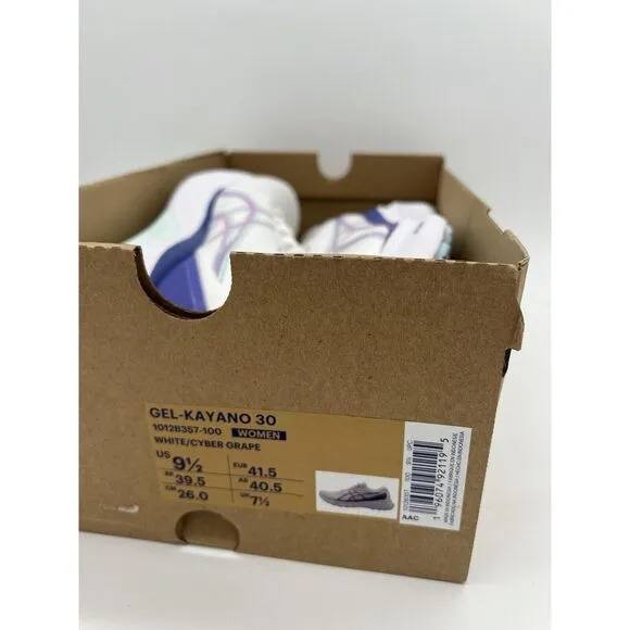 ASICS Women’s GEL-KAYANO 30 Running Shoes White Grape Size 9.5 NEW *READ*