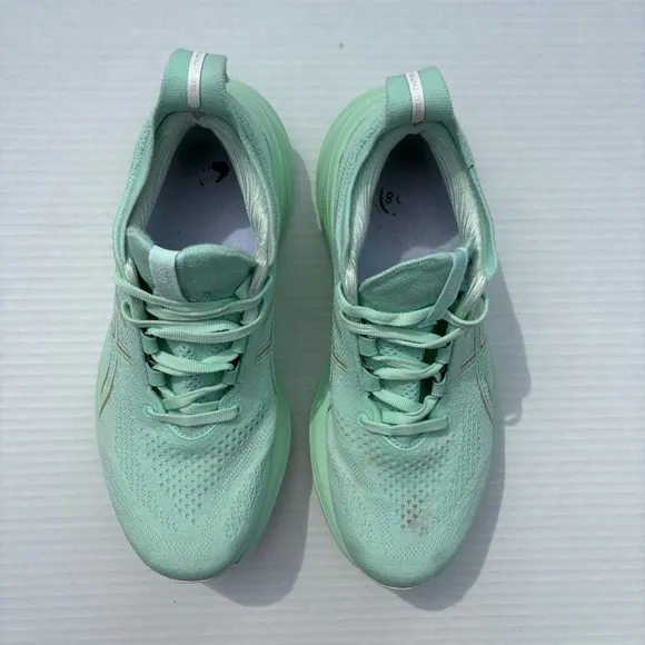 Asics Womens Gel Nimbus 26 1012B601 Green Running Shoes Sneakers Size 7.5