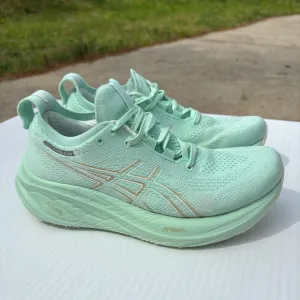 Asics Womens Gel Nimbus 26 1012B601 Green Running Shoes Sneakers Size 7.5