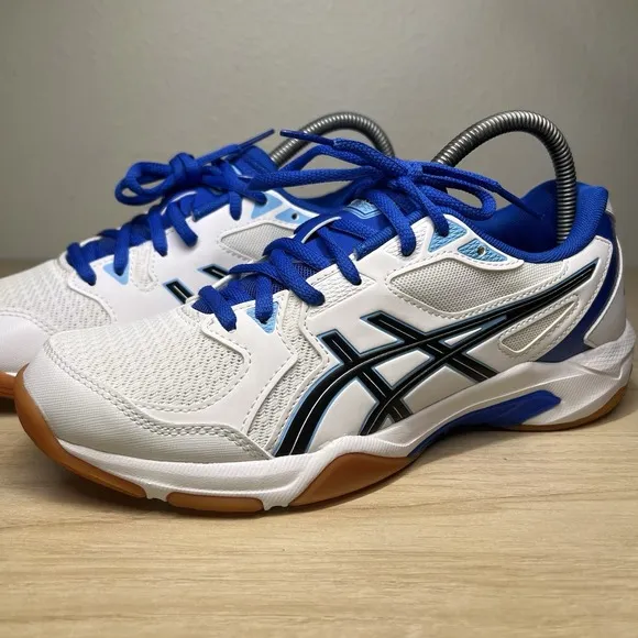 ASICS Women's Gel-Rocket 10 Volleyball Court Shoes 8M White Gum Arctic Blue