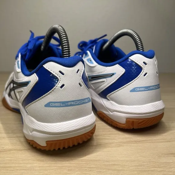 ASICS Women's Gel-Rocket 10 Volleyball Court Shoes 8M White Gum Arctic Blue