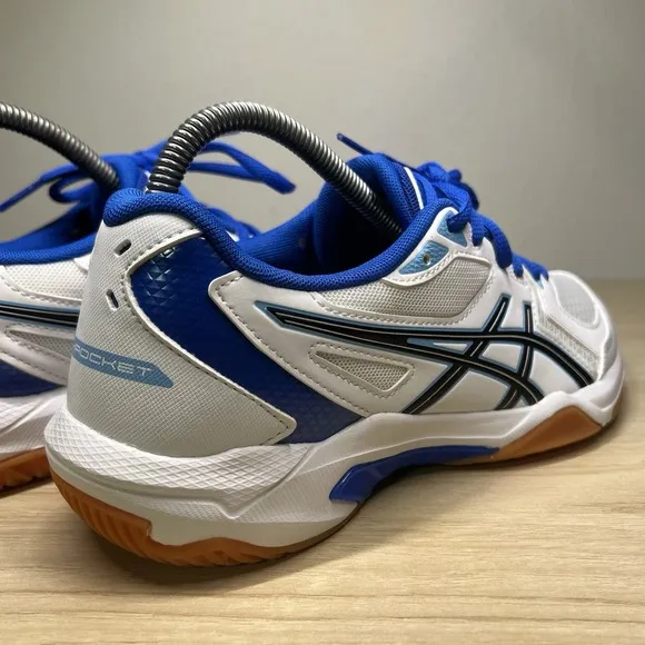 ASICS Women's Gel-Rocket 10 Volleyball Court Shoes 8M White Gum Arctic Blue
