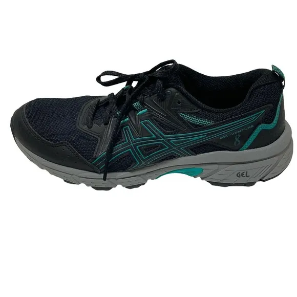 Asics Womens Gel Venture 8 1012B230 Black Green Running Shoes Sneakers Size 8.5