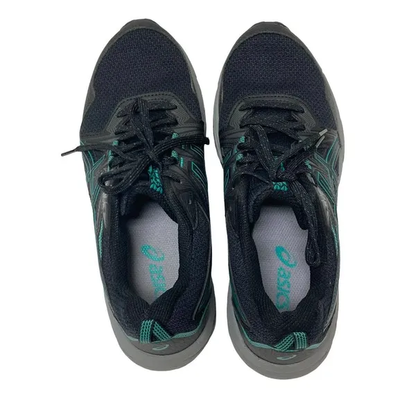 Asics Womens Gel Venture 8 1012B230 Black Green Running Shoes Sneakers Size 8.5