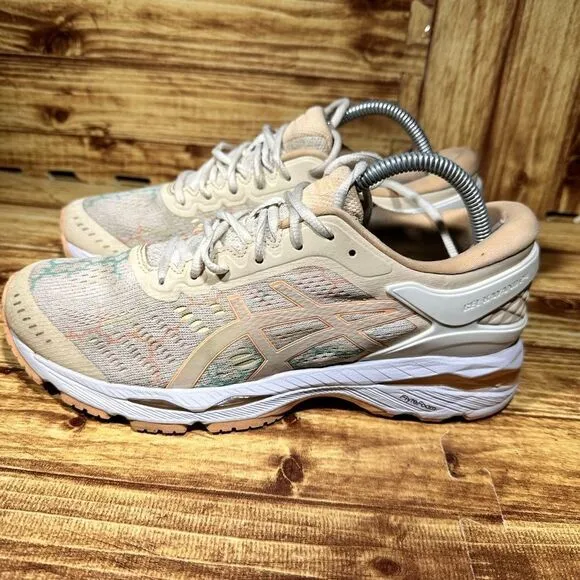 Asics Womens Gel Kayano 24 Lite Show T8A9N Beige Running Shoes Sneakers Size 9