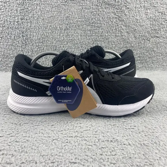 ASICS MEN'S GEL-CONTEND 7‎ Running Shoes Black White Size 11.5 Lace Up Athletic