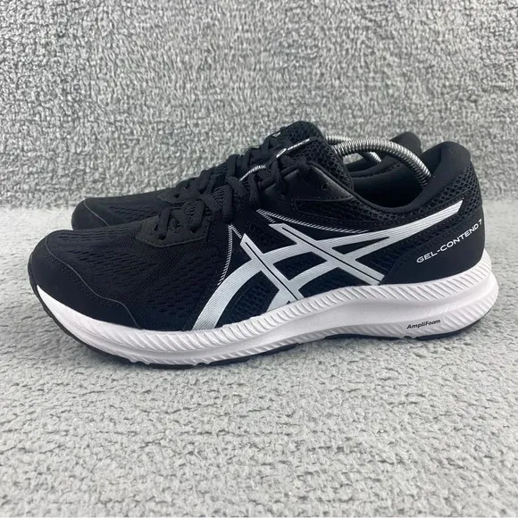 ASICS MEN'S GEL-CONTEND 7‎ Running Shoes Black White Size 11.5 Lace Up Athletic
