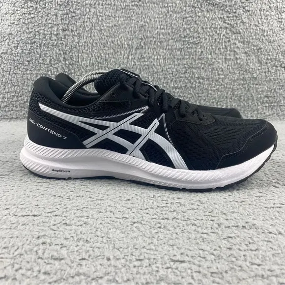ASICS MEN'S GEL-CONTEND 7‎ Running Shoes Black White Size 11.5 Lace Up Athletic