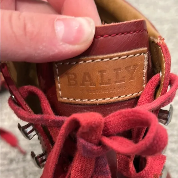 BALLY Men's Lace Up Ankle Shoes Size 8D In Red