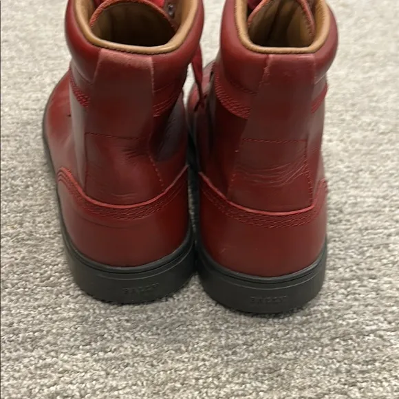 BALLY Men's Lace Up Ankle Shoes Size 8D In Red