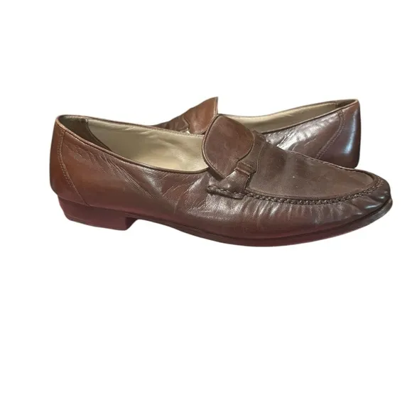 Bally Men’s Size 9 Shoes Brown Leather Switzerland Strap Loafers Comfort Soft