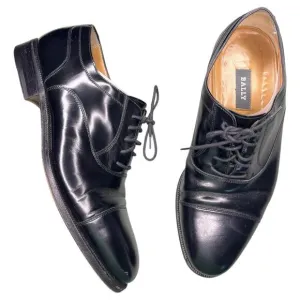 Bally of Switzerland Oxford Men 9 EEE Extra Wide Kensington Shoes Black Leather