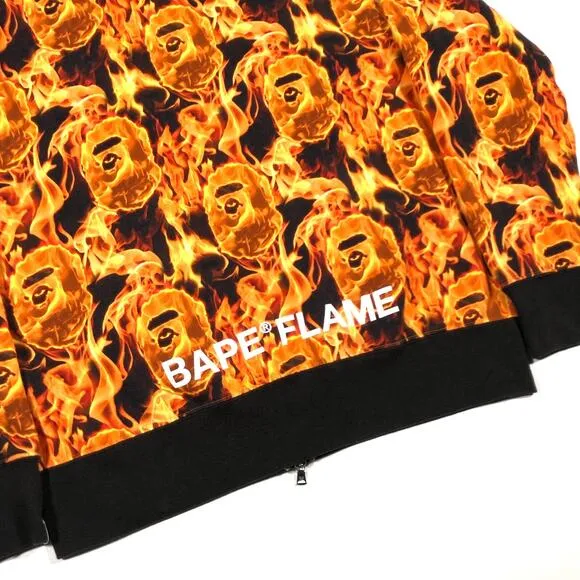 Bape Flame Camo Wide Fit Full Zip Hoodie Sweater Size Medium M A Bathing Ape B32