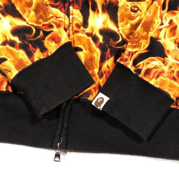 Bape Flame Camo Wide Fit Full Zip Hoodie Sweater Size Medium M A Bathing Ape B32