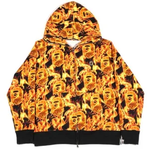 Bape Flame Camo Wide Fit Full Zip Hoodie Sweater Size Medium M A Bathing Ape B32