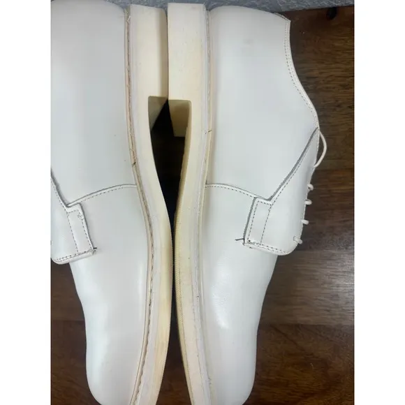 Bates Lites White Leather Oxford Dress Shoes Prom Uniform Plain Toe Tux size 12