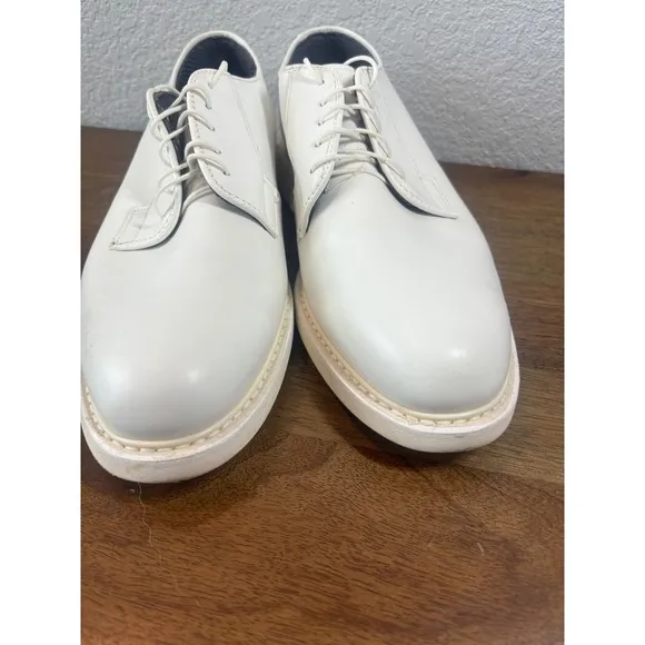 Bates Lites White Leather Oxford Dress Shoes Prom Uniform Plain Toe Tux size 12