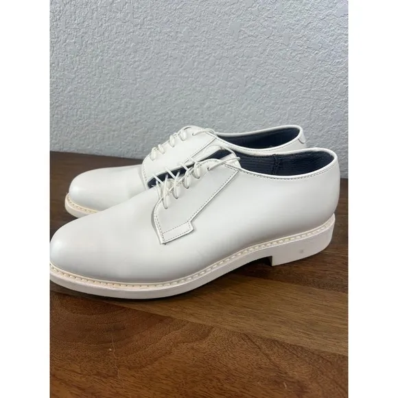 Bates Lites White Leather Oxford Dress Shoes Prom Uniform Plain Toe Tux size 12