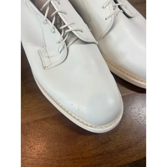 Bates Lites White Leather Oxford Dress Shoes Prom Uniform Plain Toe Tux size 12