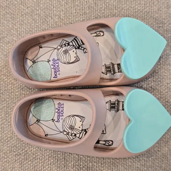 Baubles Soles Toddler Shoes - Mauve and Teal Heart