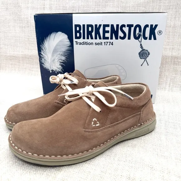 Birkenstock Memphis Unisex Taupe Suede Leather Shoes Size 38 L 7/M 5 Regular Fit