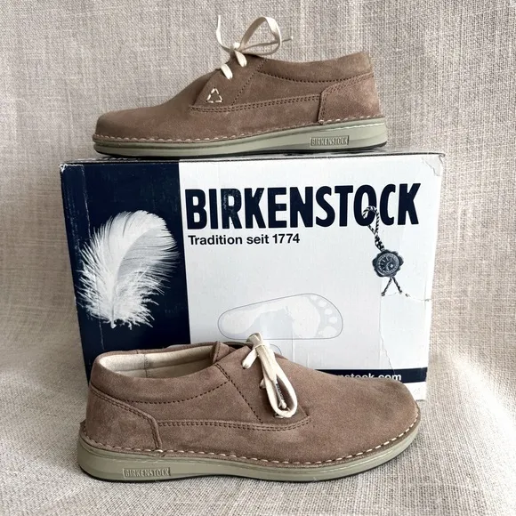 Birkenstock Memphis Unisex Taupe Suede Leather Shoes Size 38 L 7/M 5 Regular Fit