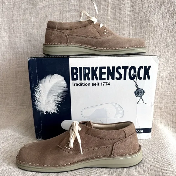Birkenstock Memphis Unisex Taupe Suede Leather Shoes Size 38 L 7/M 5 Regular Fit