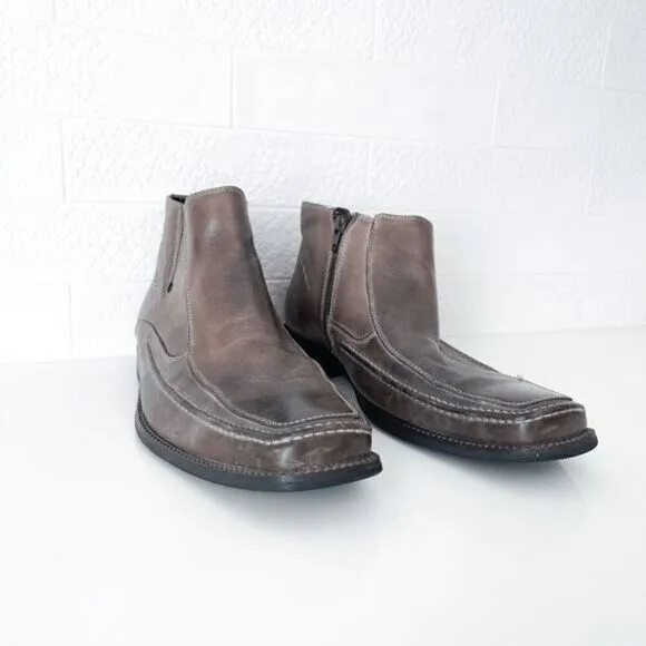 Bostonian Mens Side Zip Leather Ankle Chelsea Boots Shoes Brown 11M