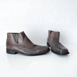 Bostonian Mens Side Zip Leather Ankle Chelsea Boots Shoes Brown 11M