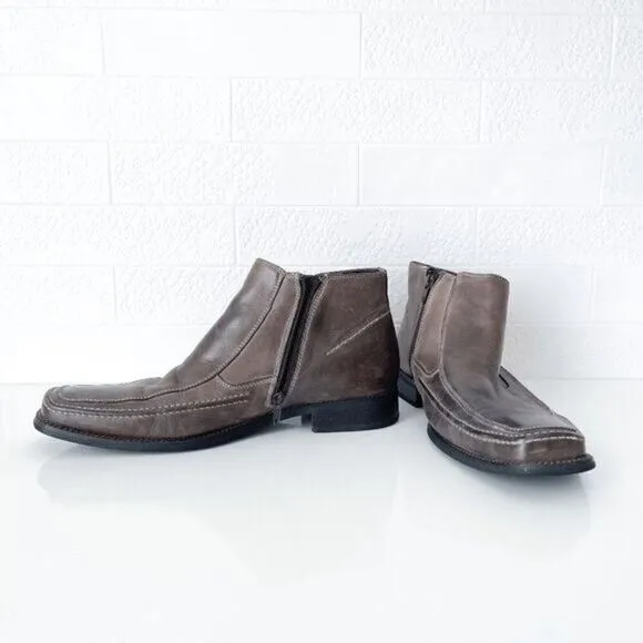 Bostonian Mens Side Zip Leather Ankle Chelsea Boots Shoes Brown 11M