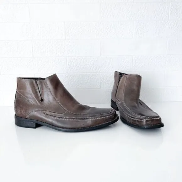 Bostonian Mens Side Zip Leather Ankle Chelsea Boots Shoes Brown 11M