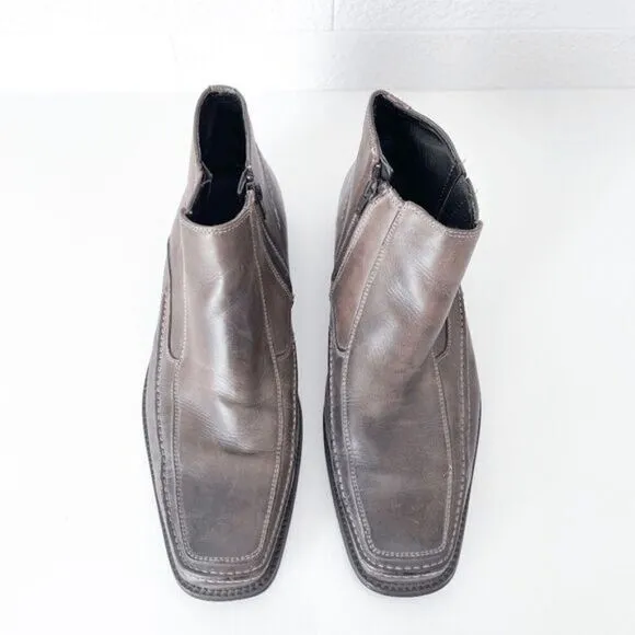 Bostonian Mens Side Zip Leather Ankle Chelsea Boots Shoes Brown 11M